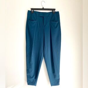Blue Helmut Lang High-Waisted Pleated Tapered Trousers with Side Zippers
